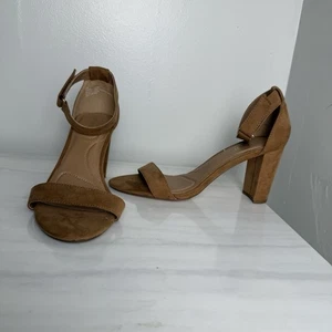 Lane Bryant Dream Cloud Ankle Tan Strap Block-Heel - Size 9W - Picture 1 of 11
