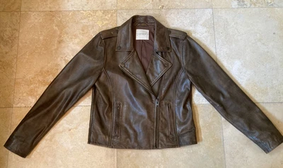 Lucky Brand Brown Distressed Leather Moto Jacket Orig $449 Excellent Condition! - Image 1 of 4