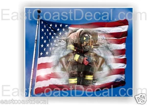 Firemen with Angel Decal Firefighter Decals WTC 911 - Foto 1 di 1