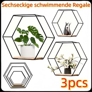 3pcs Hexagonal schwimmende Regale Wand Organizer Hängeregal für Heimdekor - Bild 1 von 9