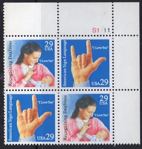 US #2783-2784 29¢ Sign Language UR Plate Block 1993 MNH - Picture 1 of 1