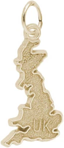 Gold-Plated Sterling Silver United Kingdom Map Charm by Rembrandt - Picture 1 of 2