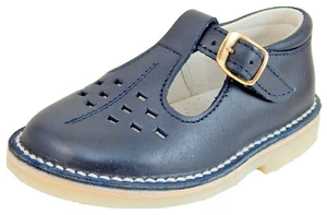 DE OSU -Spain -Girls Navy Leather Dress School T-Strap Shoes -European -Size 6.5 - Picture 1 of 6