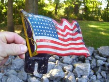 1940s Antique US FLAG License plate Topper Vintage Chevy Ford Hot Rod gm rat GMC