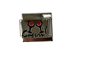 SILVER CHEERS ITALIAN CHARM COCKTAIL DRINK fits all design 9mm bracelet AC14 - Picture 1 of 7