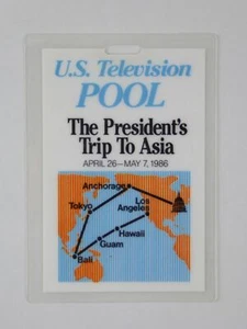 Ronald Reagan Vintage Presseausweis Die Reise des Präsidenten nach Asien 1986 Fernsehpool - Bild 1 von 2