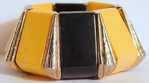 BRAZALETE ELÁSTICA ANCHA BAQUELITA Y NEGRA METÁLICA - Imagen 1 de 6