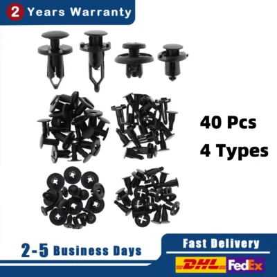 40X Plastic Car Body Rivet Push Pin Fastener Retainer Bumper Fender Trim Clips - Image 1 of 4