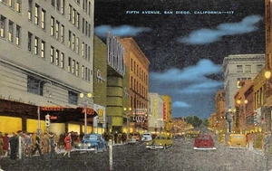 Fifth Ave Walkers Department Store Vtg Cars San Diego,CA Vtg 1940's  Postcard  - Picture 1 of 2