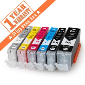 6 Stück PGI-250XL CLI-251XL Tintenpatrone Grau für Canon Pixma MG5420 MG7120 MG6320 - Bild 1 von 6
