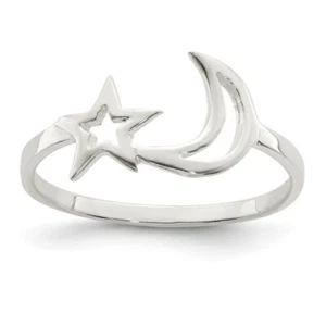 925 Sterling Silver Star Moon Shape Ring for Women Promise Ring Engagement Ring - Picture 1 of 5
