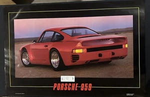 1986 Red Porsche 959 23x34.5 In Poster Sports Super Car Randy Lorentzon - Picture 1 of 7