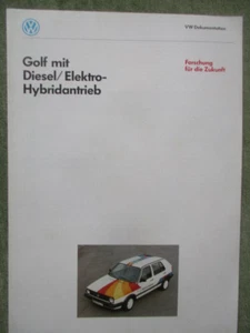 VW Gofl II Type19e con diesel + trazione ibrida elettrica depliant brochure - Foto 1 di 2