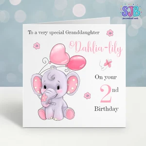 Personalised 2nd Birthday, Second Birthday Card, Card for Granddaughter etc - Picture 1 of 3