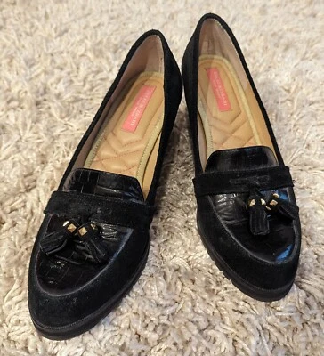 Isaac Mizrahi Black Suede Loafer Wedge Shoes Heels S. 7.5 - Image 1 of 4
