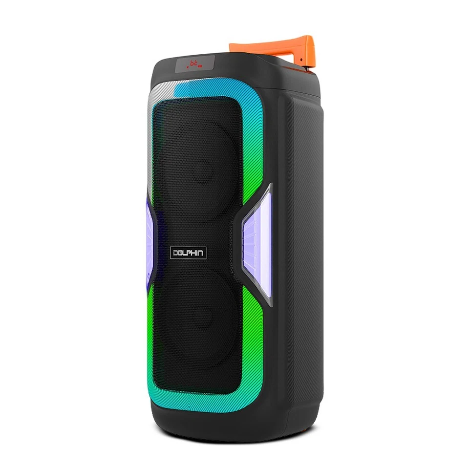 Dolphin SP-1060RBT Dual 10" Rechargeable Bluetooth Portable Speaker w/LED Lights