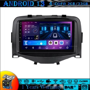 9" Android 13 Unidad Principal Radio GPS Navegación DAB Para Toyota Aygo Citroen C1 Peugeot 108 - Imagen 1 de 12