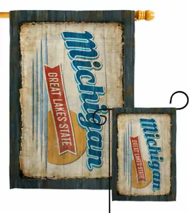 Michigan Vintage Garden Flag States Regional Decorative Gift Yard House Banner - Picture 1 of 17