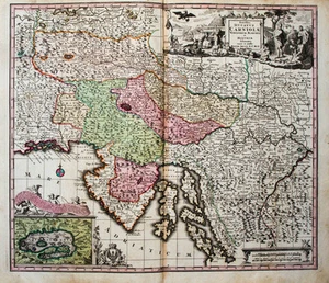 c1740 Slovenia Croazia Carna Istria Incisione su Rame Colorata Mappa Seutter - Foto 1 di 1