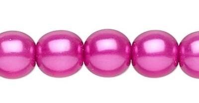 1 h (67) cuentas redondas de vidrio recubierto de perlas checas Druk rosa intenso 6 mm agujero de 0,7-1,1 mm Foto 1 de 2