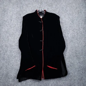 Nira Nira Jacket Womens XL Extra Large Black Red Silk Asian Vintage New York - Picture 1 of 11