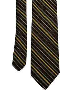 Vintage Robert Talbott Men’s Woven Tie Brown Gold Repp Stripe English Mogador - Picture 1 of 10
