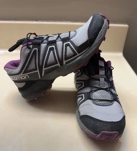Salomon SpeedCross Gray Purple Athletic Hiking Outdoor Trail Shoe Youth Size 1 - Picture 1 of 11