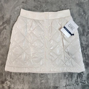 Athleta Girl Toasty Buns Skirt XL (14) Glossy Nylon Winter White Cozy Warm NWT - Picture 1 of 13