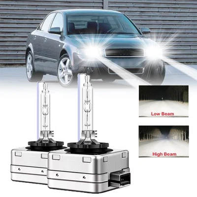 2Pcs D1S White Hid Headlight Bulbs Car High / Low Beam For AUDI A4 2002 2003 - Image 1 of 4