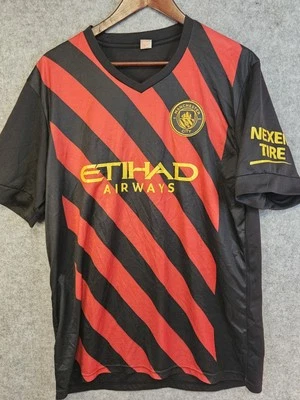 Manchester City Jersey Black Red Men's 2XL Etihad Airways Soccer Logo Football - Image 1 of 4