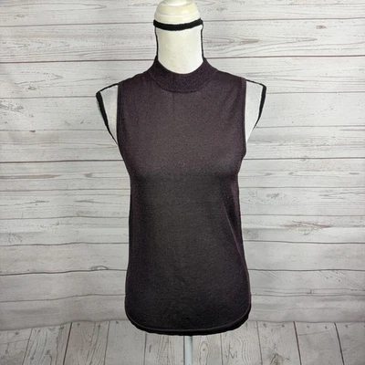 Rag & Bone Womens Sleeveless Mock Neck Top Size Small Metallic Burgundy - Image 1 of 4
