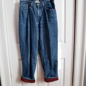 LL Bean Original Fit Relaxed Flannel Lined Jeans Women's Sz 12 100% Cotton - Picture 1 of 7