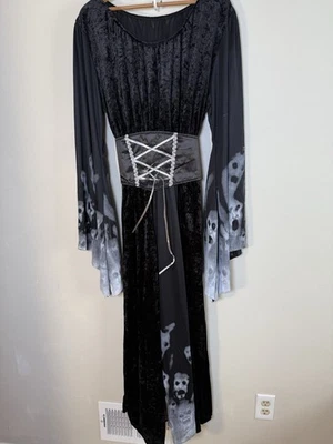 Forsaken Souls Costume Plus 16 18 Crushed Velvet Witch Dress Black Goth 3 piece - Image 1 of 4