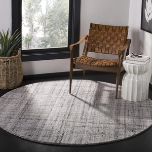 Abstract Collection Area Rug - 8' Round, Camel & Black, Handmade Wool & Visco... - Picture 1 of 3