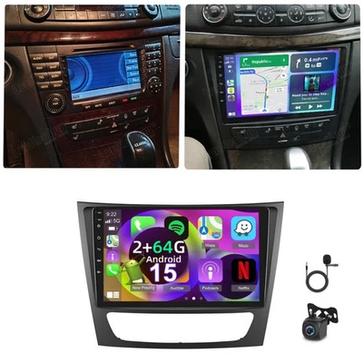 Carplay 2G+64G For Mercedes Benz E-W211 E320 E500 E350 Android 15 Car Radio +Cam Foto 1 de 4