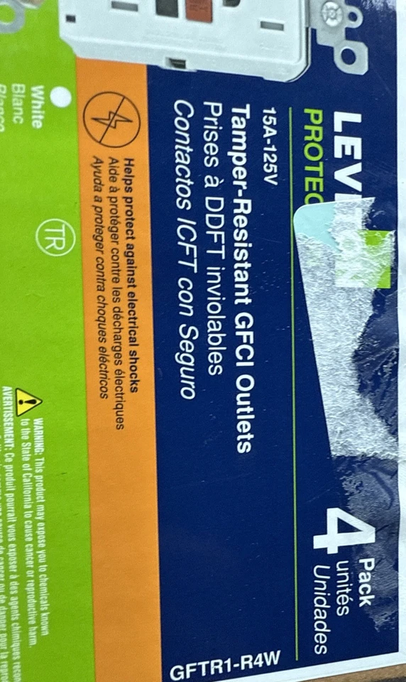 Leviton GFTR2-4W Self-Test SmartlockPro Slim GFCI Tamper-Resistant Outlet - White (4 Pack)