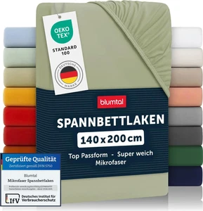 Spannbettlaken Mikrofaser 140x200x30 cm Olive Gummizug Pflegeleicht Weich - Bild 1 von 3