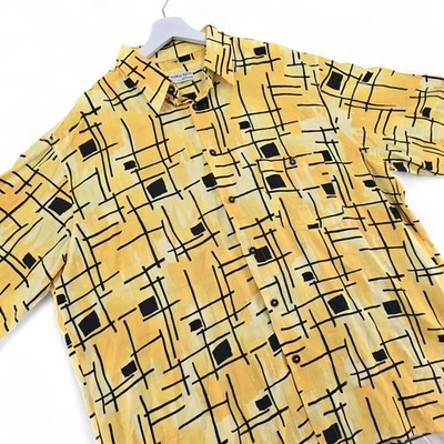 Camisa Georg Roth de Alemania XXL Amarilla Negra Estampado Geométrico Manga Corta Para Hombre Foto 1 de 4