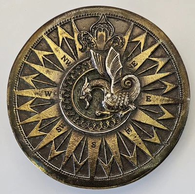1974 James Lind Wyoming Studio Art Works Sea Serpent Compass Rose Belt Buckle - Image 1 of 4