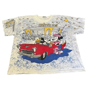 90s Vintage Disney Mickey Mouse Shirt All Over Print Minnie’s Drive In AOP 3XL - Bild 1 von 12