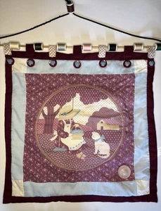 Vintage Homemade Cottage Wall Hanging Quilt With Sowing Thread, & Buttons - Picture 1 of 6