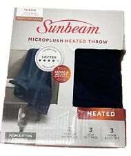 Sunbeam Microplush Electric Heated Throw Blanket 50x60 Blue New