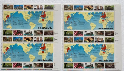 1990 USPS 1941 A World at War. 2 Full Sheets 40 Stamps x 29c. MNH. Free Shipping - Image 1 of 2