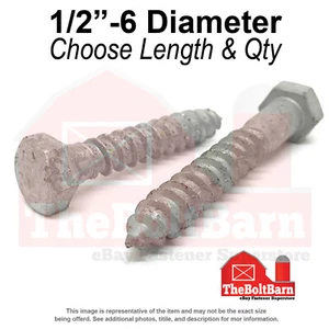 1/2"-6 Hex Lag Screws A307 Grade A Galvanized (Choose Length & Qty) - Picture 1 of 11
