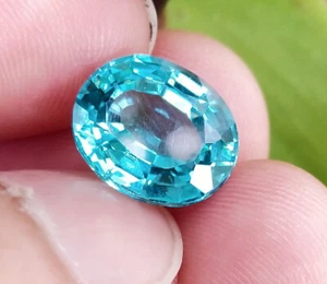 RARE! 12x10mm. 6cts. OVAL NEON BLUE PARAIBA TOURMALINE CREATED GEMs - Picture 1 of 6