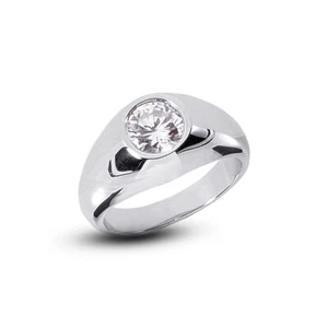 Anillo clásico de platino con diamantes certificados naturales corte redondo E SI2 1,52 quilates para hombre - Imagen 1 de 6
