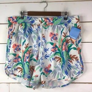 New Columbia Bogata Bay Printed Shorts Stretch White Magnolia Women's Plus 2X - Picture 1 of 8