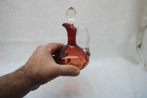 BEAUTIFUL VICTORIAN AMBERINA COINDOT PATTERN ART GLASS CRUET 1880'S - Picture 1 of 5