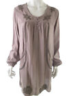 Soyaconcept Size L Beige Shift Dress Long Sleeve Embroidered Round Neck 