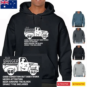 Funny Hoodie Old Banger 60 60th Birthday Funny Hoodies slogan Men's Hoody Fun - Picture 1 of 6
